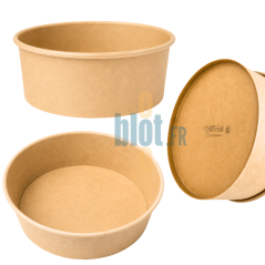 Vue détaillée du saladier carton kraft 1300 ml marron recyclable certifié FSC