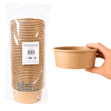 (X50) - Pots à salade kraft  1300 ML - (Ø 18,3 CM | H 6,8 CM)