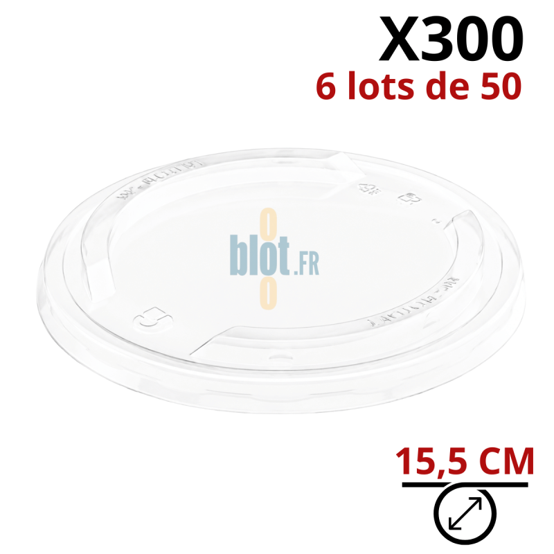 (X300) - Couvercle RPET transparent pour saladier 500/750/1000 ML  - (Ø 15.5CM)