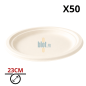(X50) – Assiette bagasse ronde blanche - (Ø23 CM)