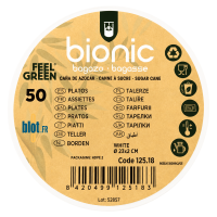Étiquette Bionic des assiettes en bagasse blanche 23 x 2 cm
