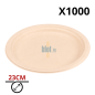 (X1000) – Assiette bagasse ronde naturelle - (Ø23 CM)