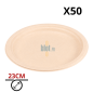 (X50) – Assiette bagasse ronde naturelle - (Ø23 CM) (X50) – Assiette bagasse ronde naturelle - (Ø23 CM)