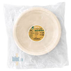 (X50) – Assiette bagasse ronde naturelle - (Ø23 CM)