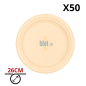 (X50) – Assiette bagasse ronde naturelle - (Ø26 CM) (X50) – Assiette bagasse ronde naturelle - (Ø26 CM)