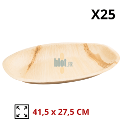 Plat ovale en feuille de palmier 41,5 x 27,5 cm en lot de 25