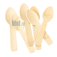 Lot de mini cuillères en bambou naturel 8 cm à usage unique pour desserts, sauces et verrines