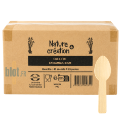 Carton de cuillères verrine bambou 8 cm destiné aux traiteurs, buffets et professionnels de l'événementiel
