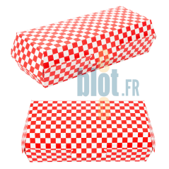 Boîte sandwich panini en carton rouge avec fermeture intégrée pour transport et livraison