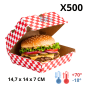 Boîte Hamburger Rouge - (14,7x14x7 CM) | Kraft - (Lot 500)