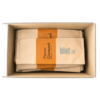 Carton ouvert contenant 1000 sacs sandwich kraft imprimés Ma Pause Gourmande