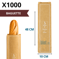 (X1000) – Sac Baguette kraft brun Tradition – (10 + 4 X 48 CM) - Dimension et présentation