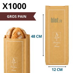 (X1000) – Sac Gros Pain kraft brun Tradition – (12 + 8 X 48 CM) - Dimensions et caractéristiques