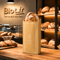 (X1000) – Sac Gros Pain kraft brun Tradition – (12 + 8 X 48 CM) - Mise en situation dans une belle boulangerie