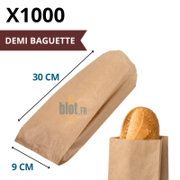 (X1000) – Sac Demi Baguette kraft brun Tradition – (9 + 6 X 30 CM) - Dimensions et caractéristiques