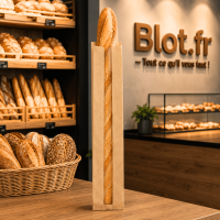 (X1000) – Sac Baguette kraft brun - Fenêtre PP – (10 + 3,5 X 52 CM) - Présentation en environnement professionnel en boulangerie