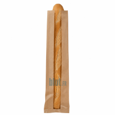(X1000) – Sac Baguette kraft brun - Fenêtre PP – (12 + 4 X 52 CM)