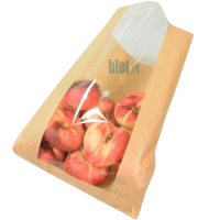 (X1000) – Sac Gros Pain ou Fruit kraft brun - Fenêtre PP – (23 + 5 X 35 CM) - Pêche emballées
