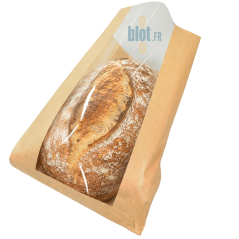(X1000) – Sac Gros Pain ou Fruit kraft brun - Fenêtre PP – (23 + 5 X 34 CM)