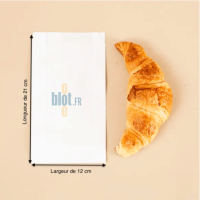 Sac croissant kraft blanchi 12 x 21 cm avec viennoiserie