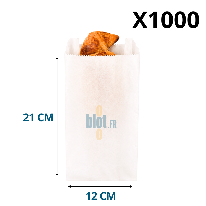 (X1000) - Sacs croissants kraft blanchi - (12 + 5 x 21 CM)