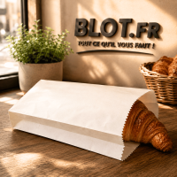 Sac croissant kraft blanchi utilisé au comptoir d’une boulangerie