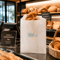 (X1000) - Sacs croissants kraft blanchi - (14 + 7 x 21 CM) - Situation en milieu pro boulangerie