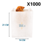(X1000) - Sacs croissants kraft blanchi - (14 + 7 x 21 CM)