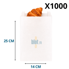 Sac croissant kraft blanchi 14 + 7 x 25 cm par carton de 1000