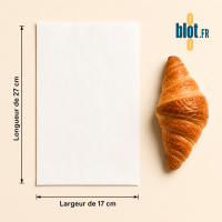 Sac croissant kraft blanchi 17 x 27 cm avec dimensions et croissant