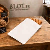 Grand sac croissant kraft blanchi utilisé en boulangerie professionnelle