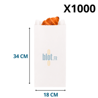 Sac croissant kraft blanchi 18 + 8 x 34 cm par carton de 1000
