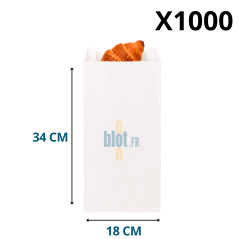 Sac croissant kraft blanchi 18 + 8 x 34 cm par carton de 1000