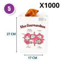Sac croissant Mes Gourmandises kraft blanchi 17 + 8 x 27 cm par carton de 1000