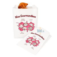 2. Sacs viennoiserie Mes Gourmandises en kraft blanchi pour croissants et pâtisseries
