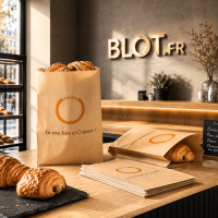 Gamme de sacs croissants kraft brun Tu me fais croquer pour boulangerie pâtisserie