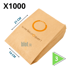 Sac viennoiserie kraft brun imprimé Tu me fais croquer 14 + 7 x 21 cm par 1000