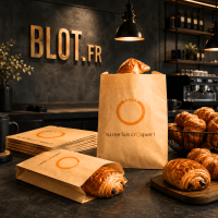 Sac croissant kraft brun imprimé Tu me fais croquer en boulangerie avec viennoiseries