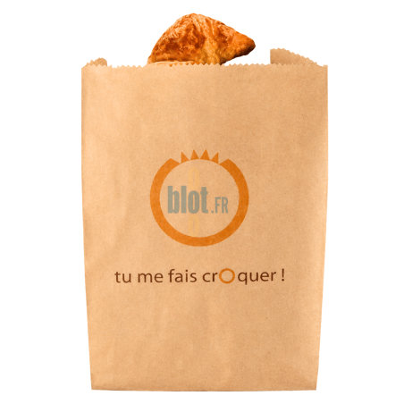 (X1000) - Sacs Viennoiserie kraft brun "Tu me fais croquer" - (14 + 7 x 21 CM)