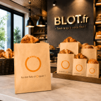 Sac viennoiserie kraft brun imprimé Tu me fais croquer 14 + 7 x 25 cm vendu par 1000