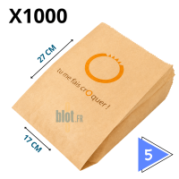 Sac croissant kraft brun Tu me fais croquer x1000 format 17 + 8 x 27 cm