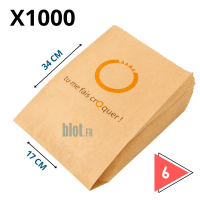 Sac viennoiserie kraft brun Tu me fais croquer avec dimensions 17 x 34 cm et conditionnement x1000