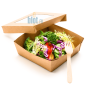 (X250) - Boîte à salade en carton kraft avec fenêtre - 350 ML - (9.5 x 9.5 CM | H 4 CM) (X250) - Boîte à salade en carton kraft avec fenêtre - 350 ML - (9.5 x 9.5 CM | H 4 CM)