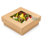 (X250) - Boîte à salade en carton kraft avec fenêtre - 350 ML - (9.5 x 9.5 CM | H 4 CM) (X250) - Boîte à salade en carton kraft avec fenêtre - 350 ML - (9.5 x 9.5 CM | H 4 CM)
