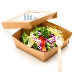 (X250) - Boîte à salade en carton kraft avec fenêtre - 720 ML - (12 x 12 CM | H 5 CM)
