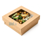 (X250) - Boîte à salade en carton kraft avec fenêtre - 980 ML - (14 x 14 CM | H 5 CM) (X250) - Boîte à salade en carton kraft avec fenêtre - 980 ML - (14 x 14 CM | H 5 CM)