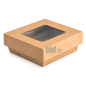 (X250) - Boîte à salade en carton kraft avec fenêtre - 980 ML - (14 x 14 CM | H 5 CM) (X250) - Boîte à salade en carton kraft avec fenêtre - 980 ML - (14 x 14 CM | H 5 CM)