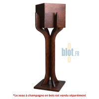 Support bouteille De La Roca en bois de bouleau brun présenté avec un seau en bois vendu séparément