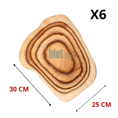 Lot de 6 planches irrégulières De La Roca en bois de bouleau, format 30 x 25 cm