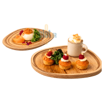 Lot de 6 assiettes irrégulières De La Roca en bois de bouleau, format 23 x 20 cm